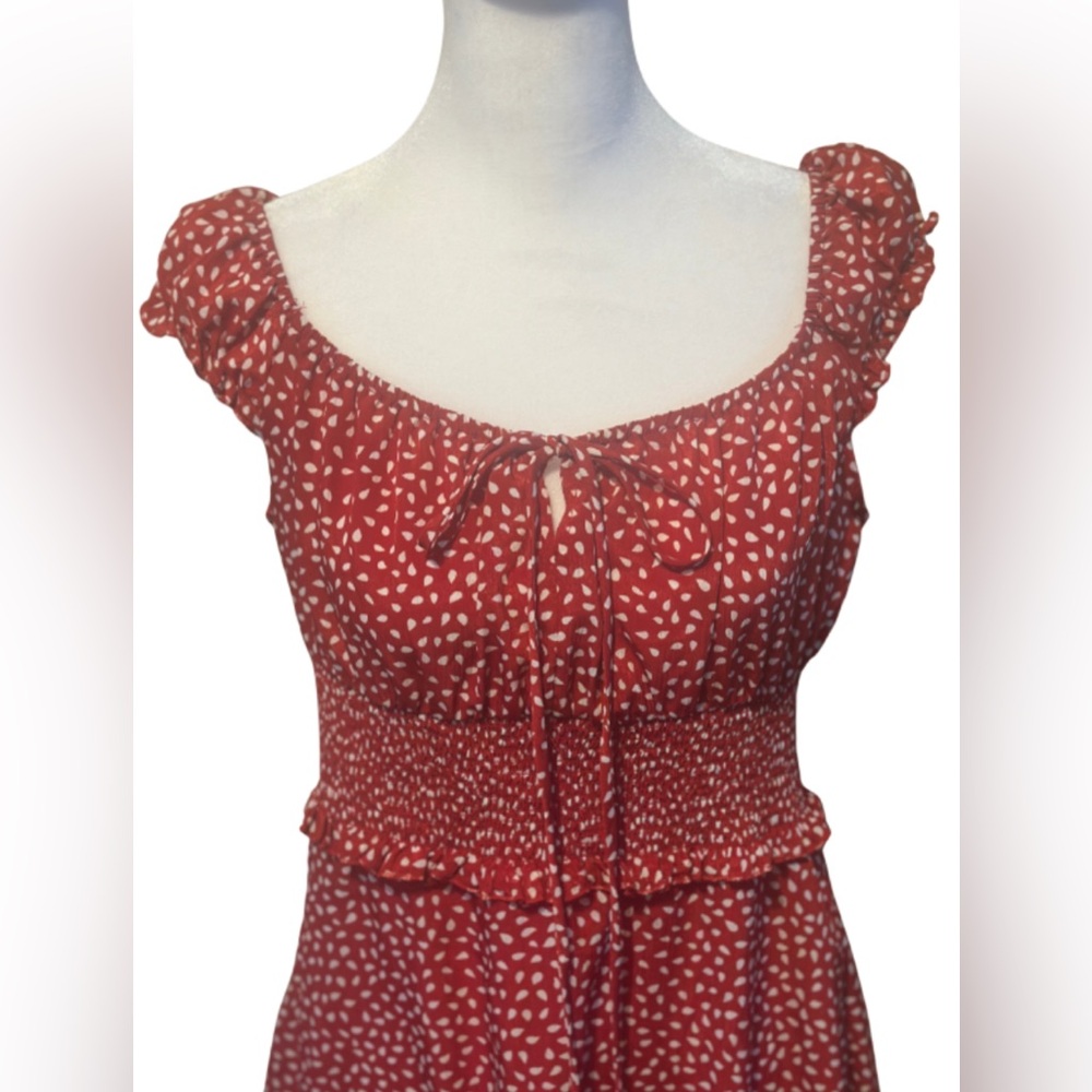 Red Ruffle Mini Dress - Picture 3 of 4
